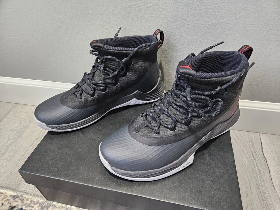 Nike Air Jordan Ultra Fly 2 Masculino 10 Preto Vermelho Basquete 897998-002 RARO RETRÔ - Imagem 2 de 4