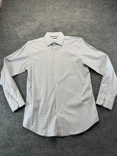 Old Navy Signature Shirt Slim Fit Built-In Flex Blue Check Non-Iron Mens M