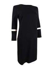 Anne Klein Women's Bell-Sleeve Knit Dress (XS, Anne Black/Anne White)
