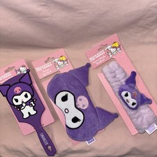 Kuromi Sanrio Hello Kitty Friends Hair Brush, Eye Mask Beauty Headband Set