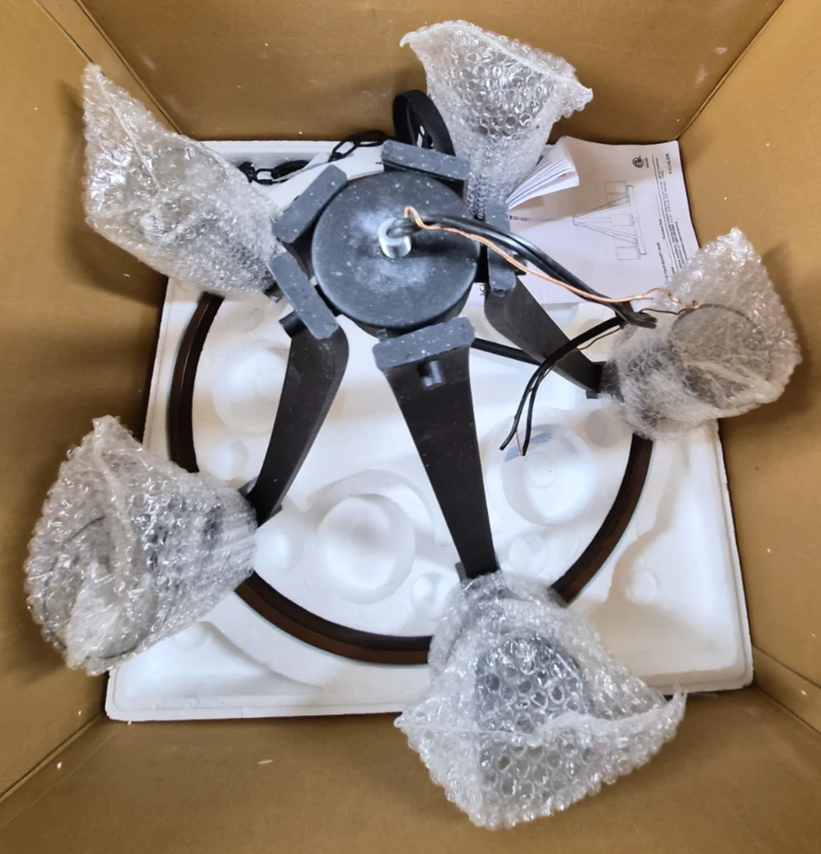 Kichler Lighting Barrington 5 Light Distressed Black and Wood Rustic Please Read - Image 2 of 4