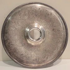 Vintage Wm Rogers Round Tray Silverplate Patina Chip and Dip 4266 