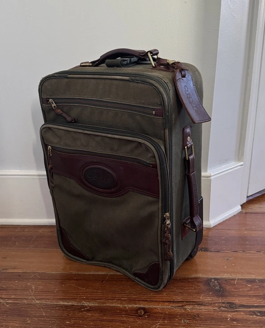 Sac De Voyage Orvis Battenkill - Toile Et Cuir Vert - Vintage Années 80 - Made In USA