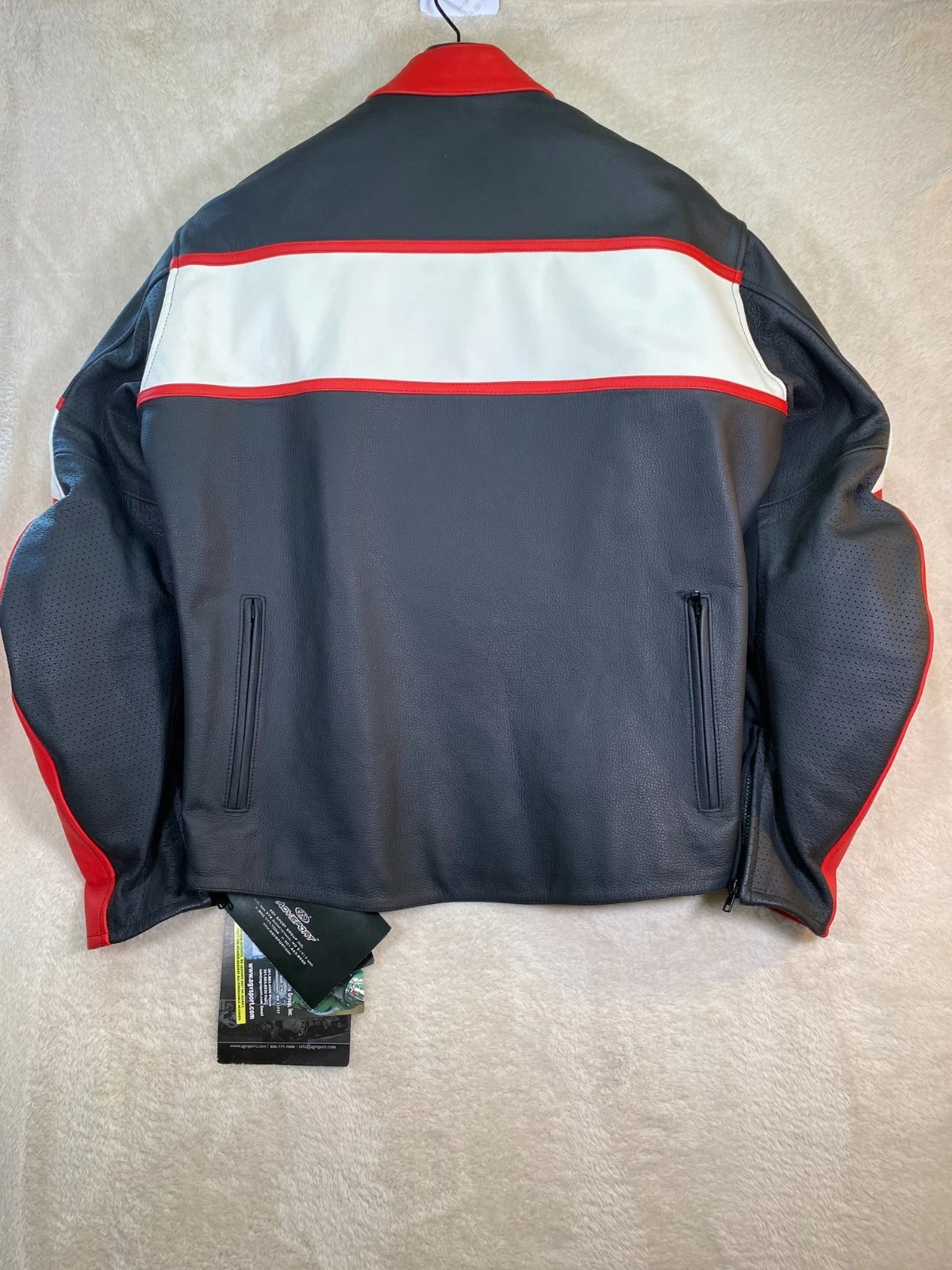AGV Sport Pilot Vented Leather Motorcycle Jacket Size 46 Black Red Armored NWT image 14
