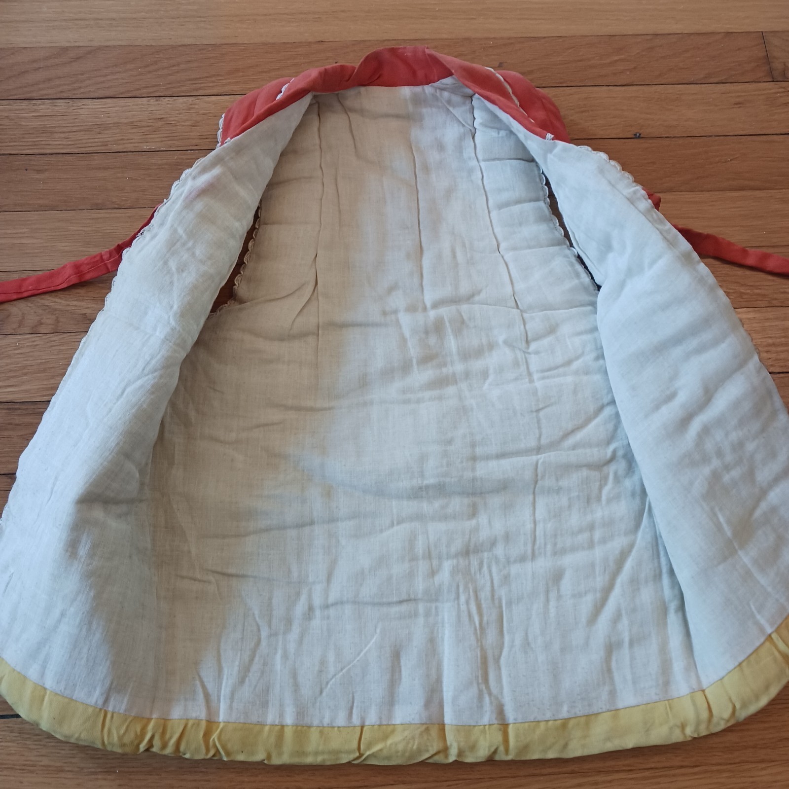 Vintage Child's Japanese Quilted Vest Floral Print Tie Front Old