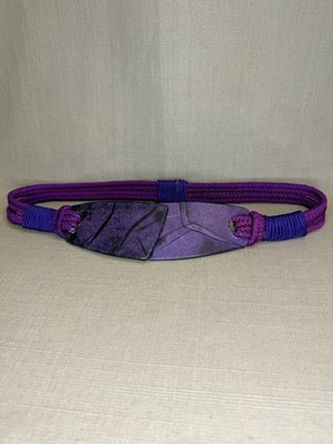 Vintage 70s/80s Unique Buckle Clasp Cord Belt Purple