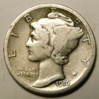 1916 P Mercury Dime 90% Silver VG-F  "Actual Coin Pictured- Not Cleaned"