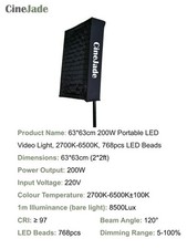 CineJade 200W Flexible LED Panel Studio Video Light 63x63cm 