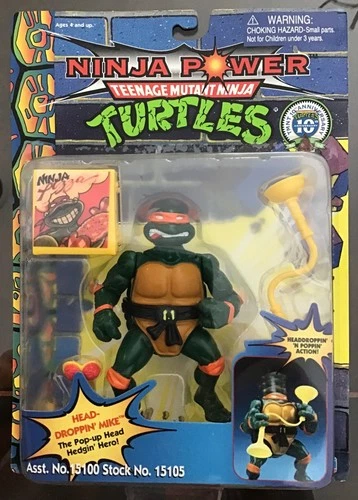 TMNT Vintage 1996 Head Droppn’ Michaelangelo on Card and 10 Year Anniversary