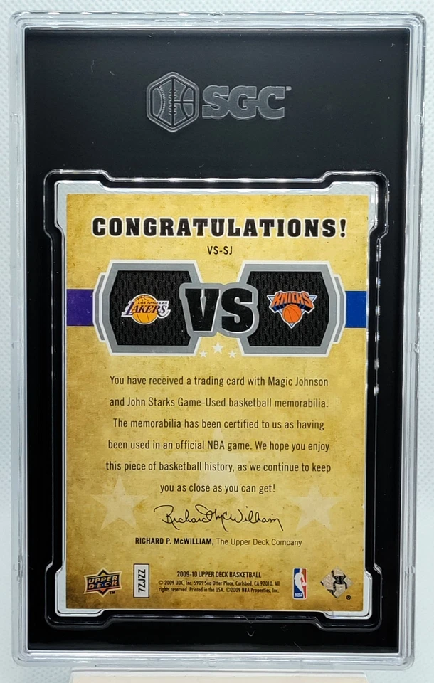 /390 Magic Johnson STARKS Doble PARCHE SGC 8 2009-10 UD VS Materiales Juego Usado Salón de la fama Foto 2 de 2