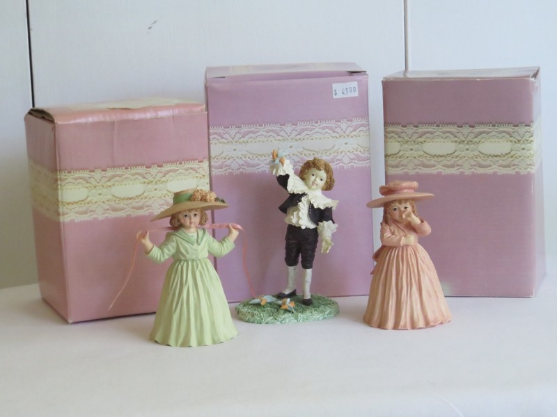 Maud Humphrey Bogart Figurines, Autumn Days The Pinwheel No More Tears, Lot of 3