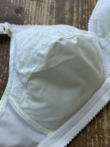 NOS Vintage SEARS Perma Prest White + Ivory Padded Lace Trim Bra 36B #45184 - Picture 6 of 18