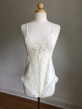 STUNNING VTG FORMFIT Ivory Satin  Lace Teddy Romper Lingerie SZ 34