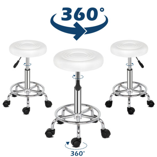 Hot Sale Round Stool with Lines Rotation Bar Stool White - - Picture 3 of 16