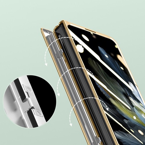 Custodia cavalletto metallo pelle lusso aperta per OnePlus protezione schermo integrata - Foto 4 di 14