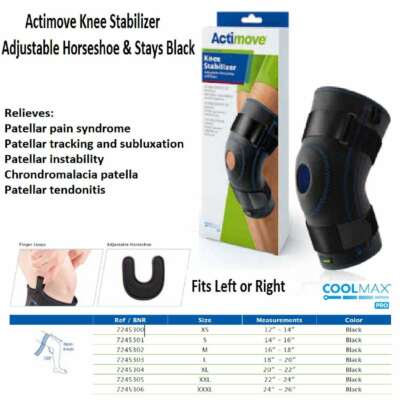 Actimove Knee Stabilizer Adjustable Horseshoe & Stays 2X-Large (Black)