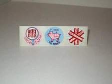 Eureka Scratch and Sniff Bacon Pig Power Glossy Sticker Strip Vintage 1980's