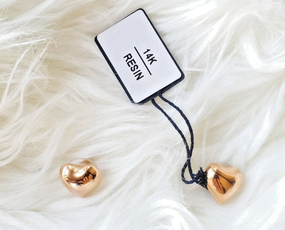 Pendientes colgantes hinchados hinchados con agujero de llave corazón Milor Italia oro 14k 5,7 gramos nuevos Foto 4 de 4