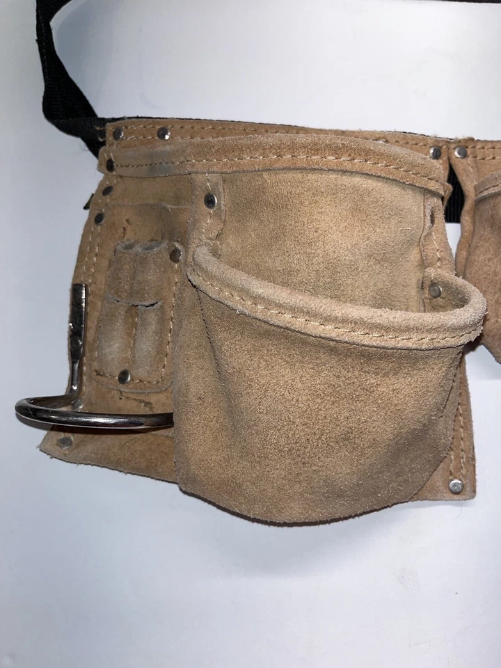 AWP Carpinteros Gamuza Cuero Herramienta Delantal con Cinturón 11 Bolsillos 2 Martillos L490 Foto 3 de 4