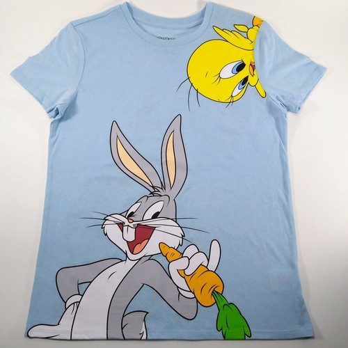 Looney Tunes NEW♈Junior's Printed SS Tee size M(7-9)~Lt blue/Tweety in corner