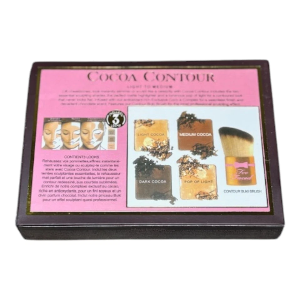 NIB Too Faced Cocoa Contour Highlight Palette Kabuki Brush free ship - Image 4 of 4