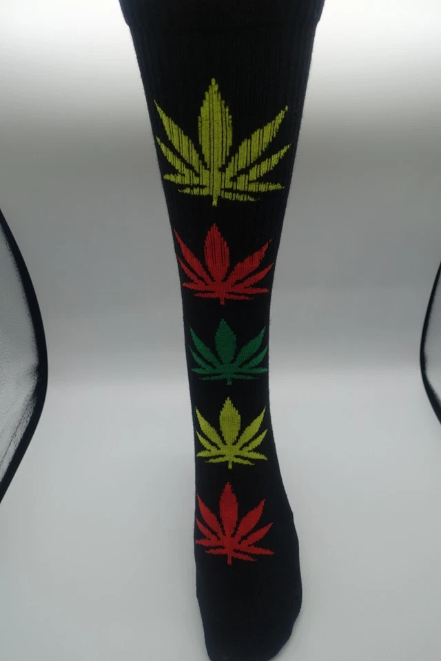 Calcetines Negro Unisex Multicolor Rasta Amarillo Verde Rojo Foto 4 de 4