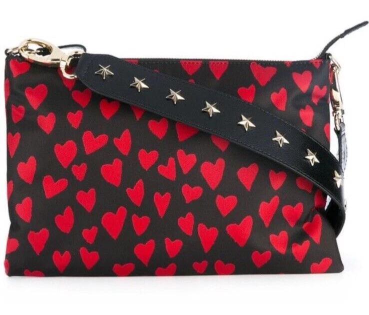 BOLSO BANDOLERA VALENTINO ROJO DISEÑADOR ROJO NEGRO CORAZÓN ESTRELLA TACHONADO NUEVO Foto 3 de 4