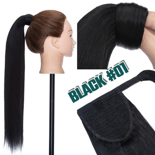 Ponytail Extension Thick Clip in 100% Real Remy Human Hair Wrap Around Hairpiece - Picture 13 of 40
