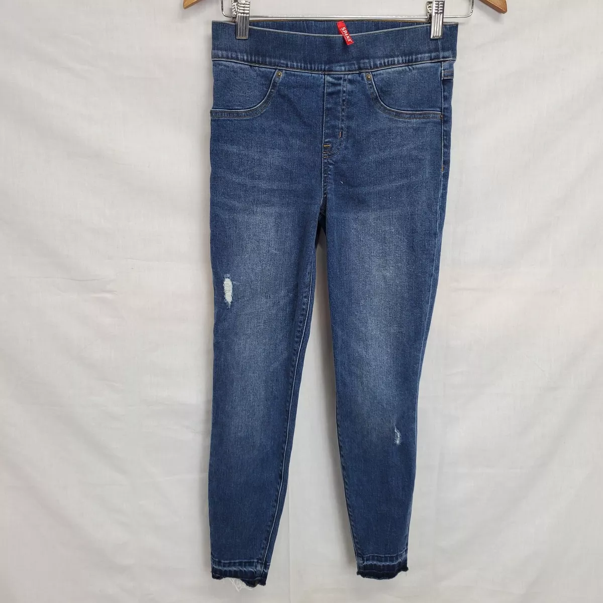 Spanx Distressed Skinny Jeans #20203R Size S Petite Blue Denim