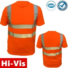 High Visibility T Shirt  Hi Vis ANSI Class 3 Reflective Neon Orange Safety Shirt