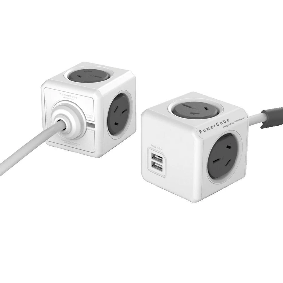 Allocacoc PowerCube Extended 4 Power Outlets and 2 USB Ports Charging Board 2pk - Image 4 of 4