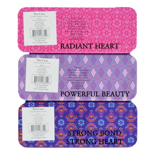 Disney Frozen Pencil Tin Case/Box: Strong Bond/Powerful Beauty/Radiant Heart - Picture 2 of 5