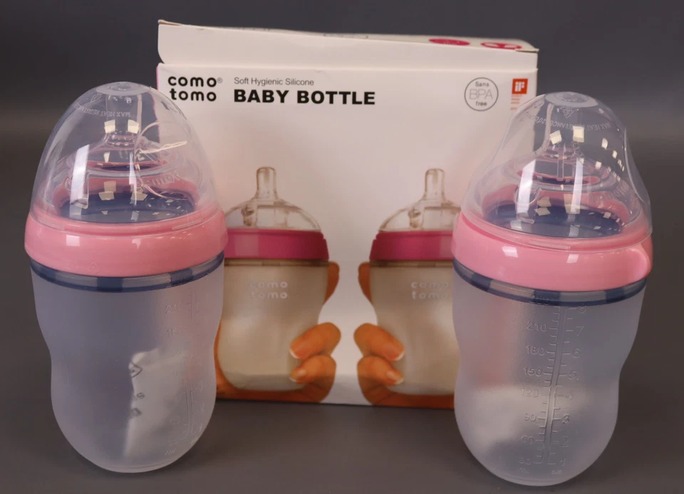 Comotomo Silicone Bottle 8-Oz (2 Pack)- Pink - Image 3 of 4