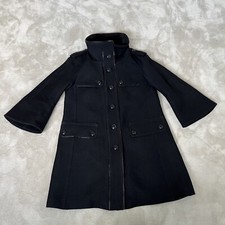 Burberry Black Wool Knee Length Coat Women’s Uk14