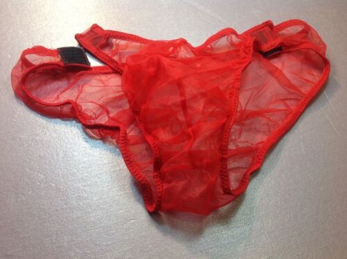 Women/Men Panties,madein USA,opens Completely,2 tape Snaps,SMALL Red Gauze Nylon - Picture 1 of 5