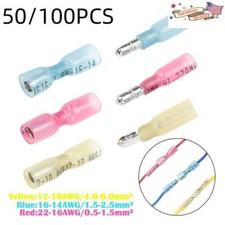 50/100pcs Heat Shrink Bullet Wire Connectors 22-10AWG Male Female Crimp Terminal