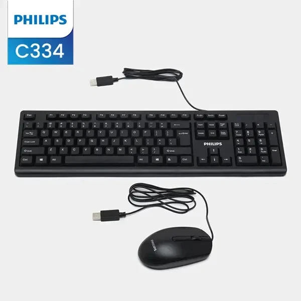 Philips C334 Tastatur Maus Set Kabelgebunden Schwarz English