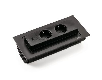 Evoline Backflip-Usb Noir, Élément Prise de Courant, Noir Vernis