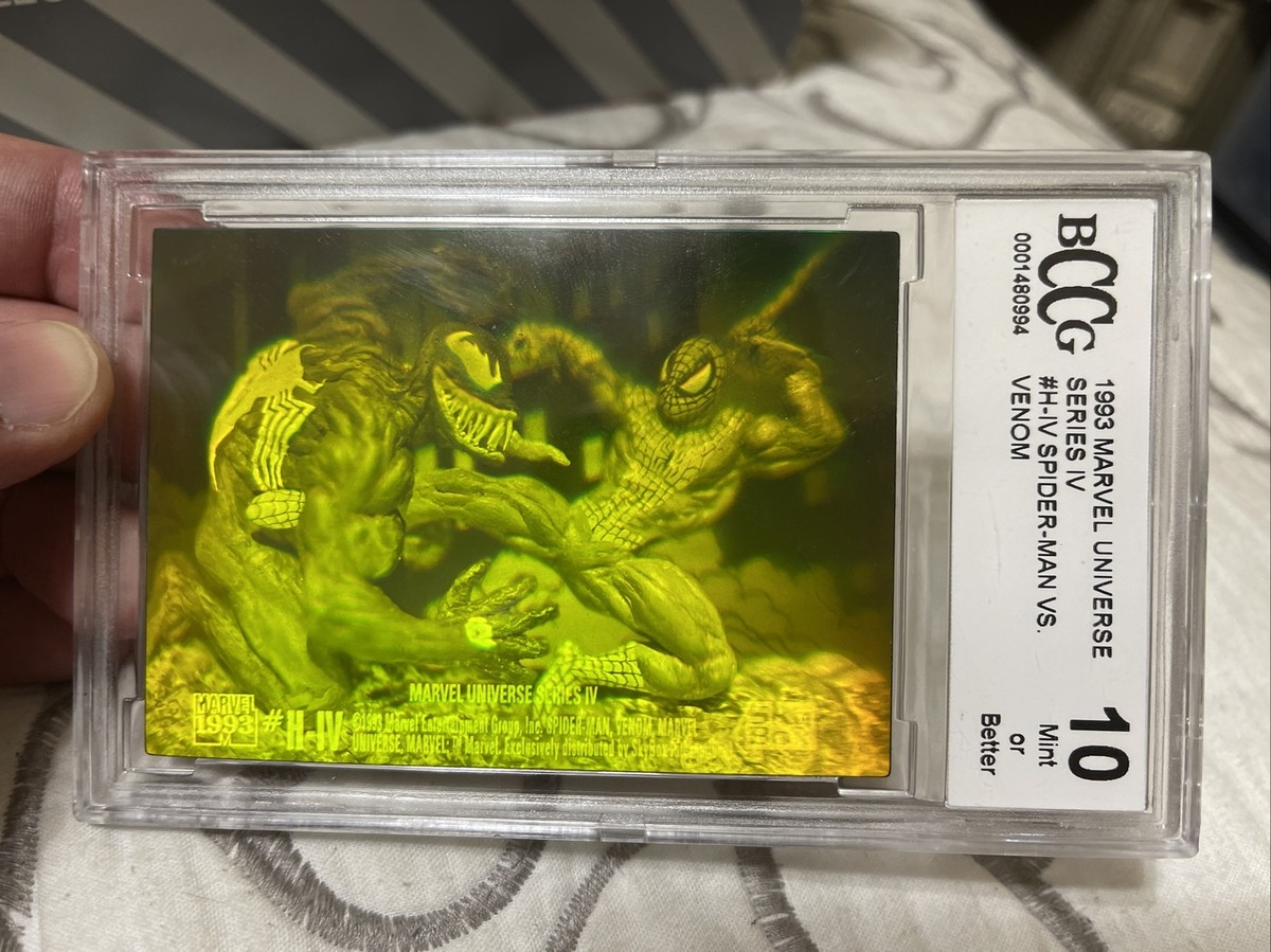 1993 Marvel Universe SPIDER-MAN VS VENOM #H-IV 3D Hologram BCCG 10