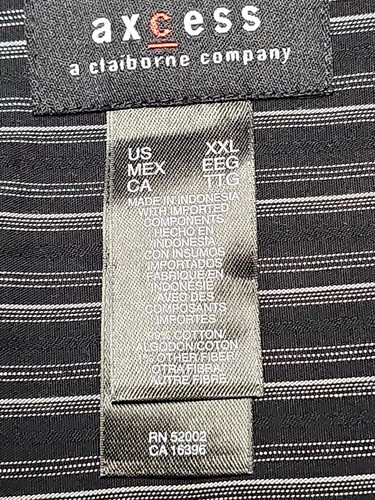 Axcess Men's Black And Metallic Silver Striped Long Sleeve Dress Shirt Size 2xl - Picture 4 of 7