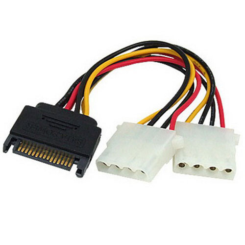 15cm 15Pin SATA Male To 4 Pin Dual Female Molex Cable Serial ATA Lead For PC CPU - Picture 4 of 5