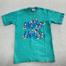 Vintage MICKEY MOUSE Shirt Youth Kids Large Green Disney Designs Made in USA 90s