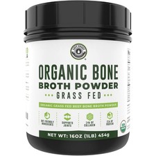 16oz Organic Bone Broth Protein Powder from Grass Fed Beef - USDA Certified O...