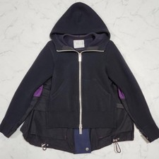 USED RARE SACAI GROSGRAIN X SWEAT HOODIE DOCKING 1 GOOD