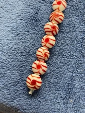 Hildie & Jo LOT 2 Peppermint Glass Bead Strands Jewelry Crafts WOW! CHRISTMAS!