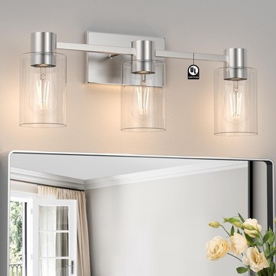 Esfos 3-Light Brushed Nickel Wall Sconces for Bathroom, Modern Vanity Light