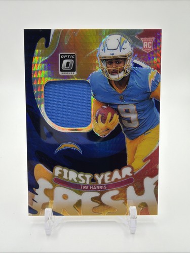 Tre Harris 2025 Panini Donruss Optic Blue Hyper Prizm First Year Fresh Patch RC