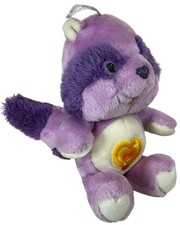 Vintage 1984 Kenner Care Bears Cousins BRIGHT HEART RACCOON 12" Plush Purple