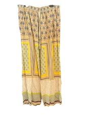 Johnny Was Pants XL Wide Leg Pant Floral Yellow Mixed Print Drawstring Boho NWOT