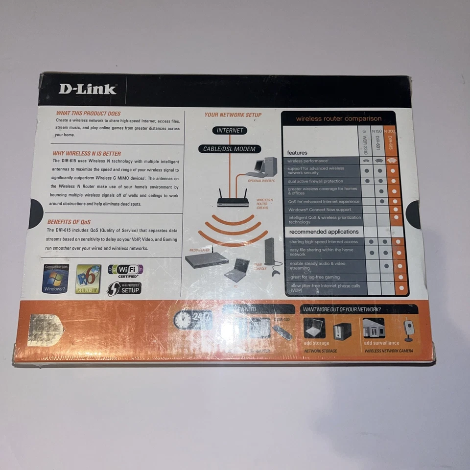 D-Link DIR-615-CS 300 Mbps 1-Port 10/100 Wireless N Router - Image 3 of 4